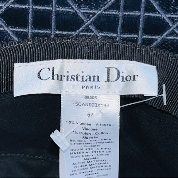Dior: Velour Corduroy Christian Dior Paris Logo Cannage Embroidered Hat main image 4